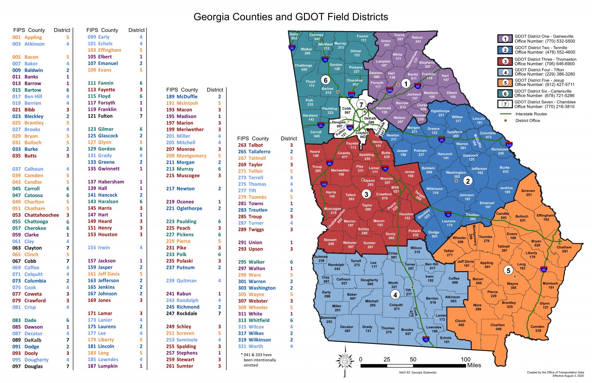 County GDOTDistricts Map 